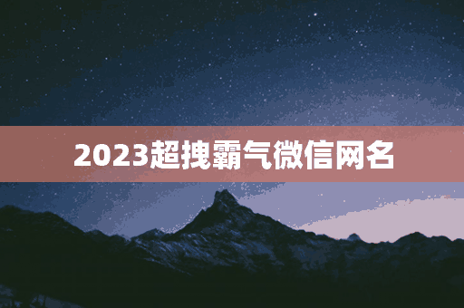 2023超拽霸气微信网名